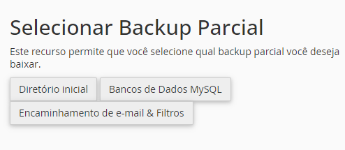 Backup parcial assistente cPanel