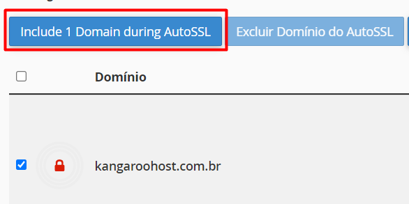 Incluir domínio Auto SSL