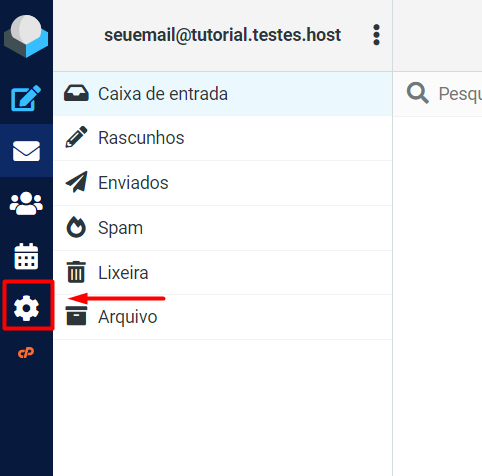 Engrenagem configurações webmail