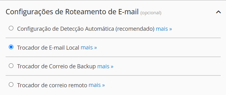 Configuracoes de roteamento WHM