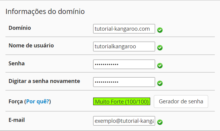 Informações do dominio