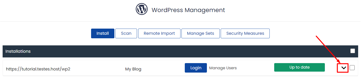 Opcoes Softaculous WordPress manager