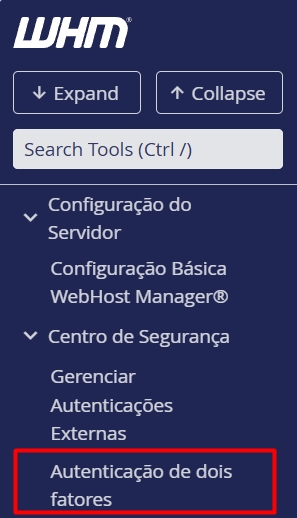 Autenticacao de dois fatores centro de seguranca whm
